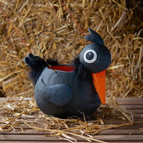 Crowie Black Crow Paper Mache Bucket