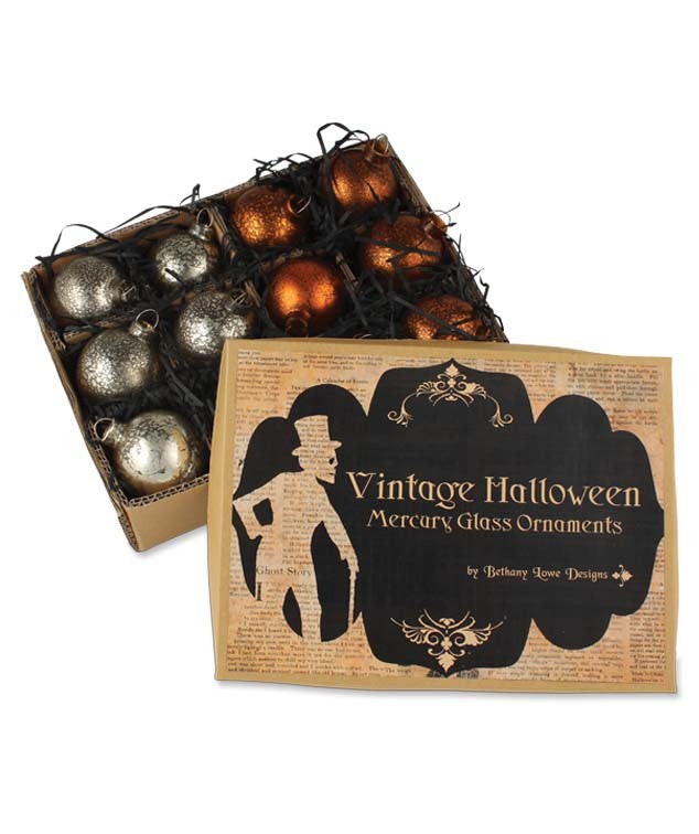 Orange & Silver Halloween Ornaments