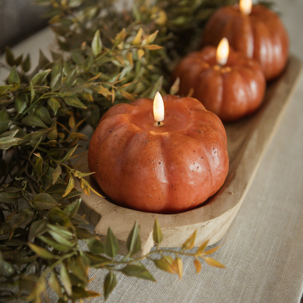 "Flameless Pumpkin Candles, Orange"