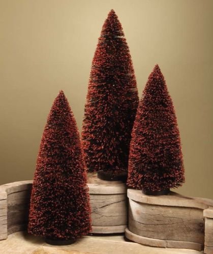 Large Black Bottle Brush Trees with Orange Glitter