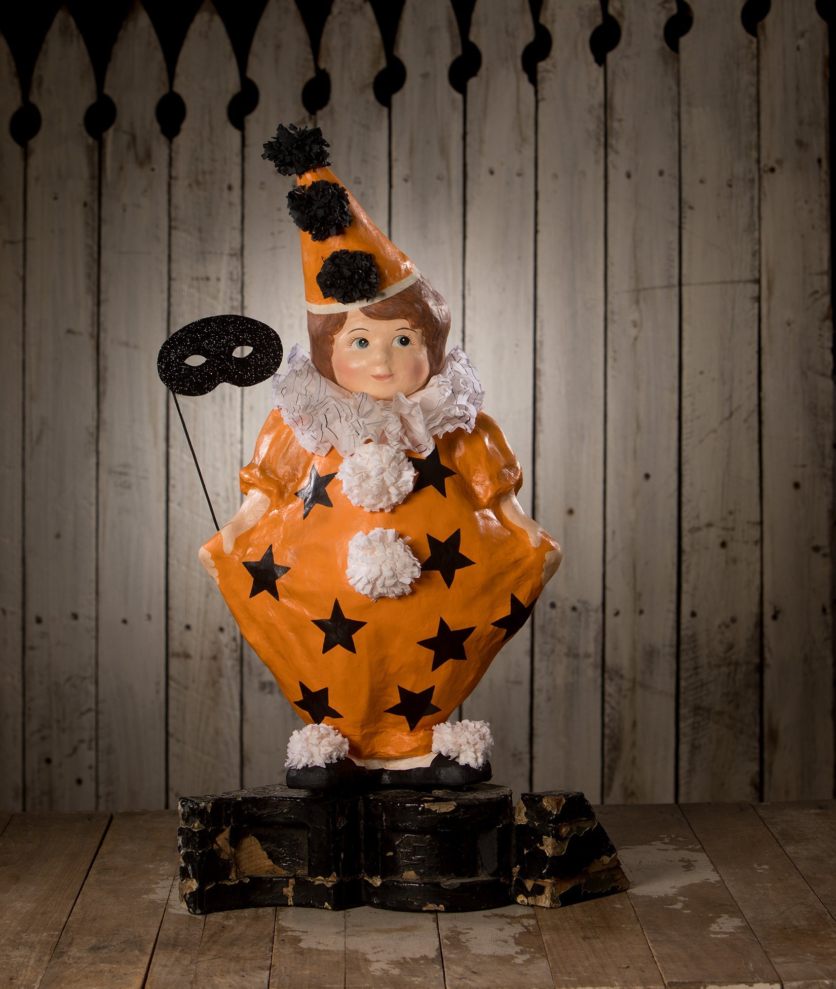 "Halloween Masquerade Clown Girl, Large Paper Mache"