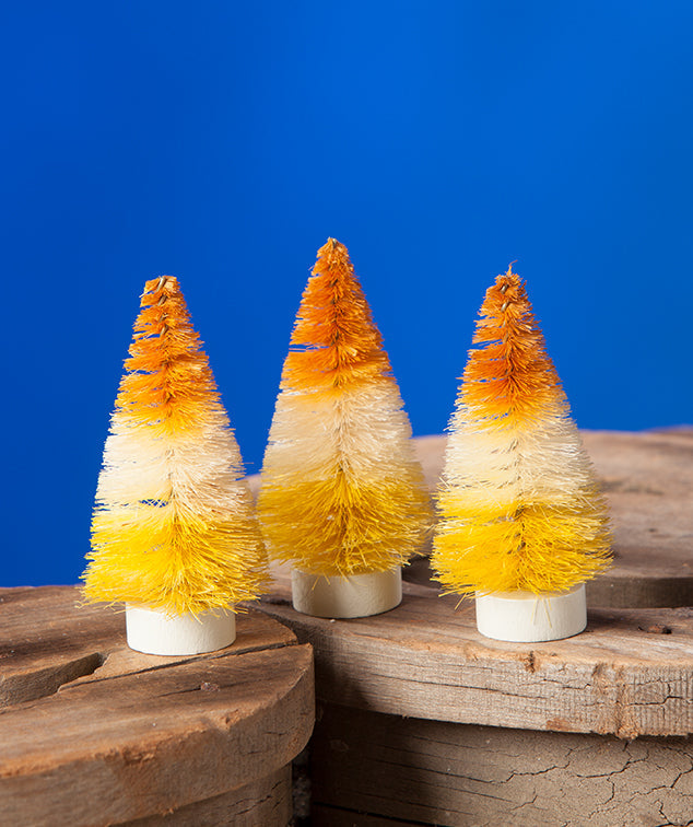 Mini Candy Corn Bottle Brush Trees