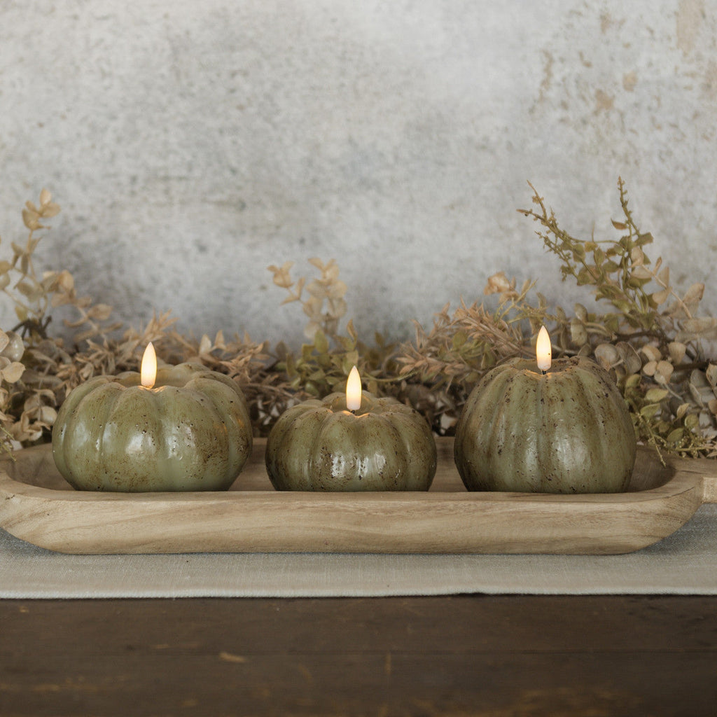 "Flameless Pumpkin Candles, Green"