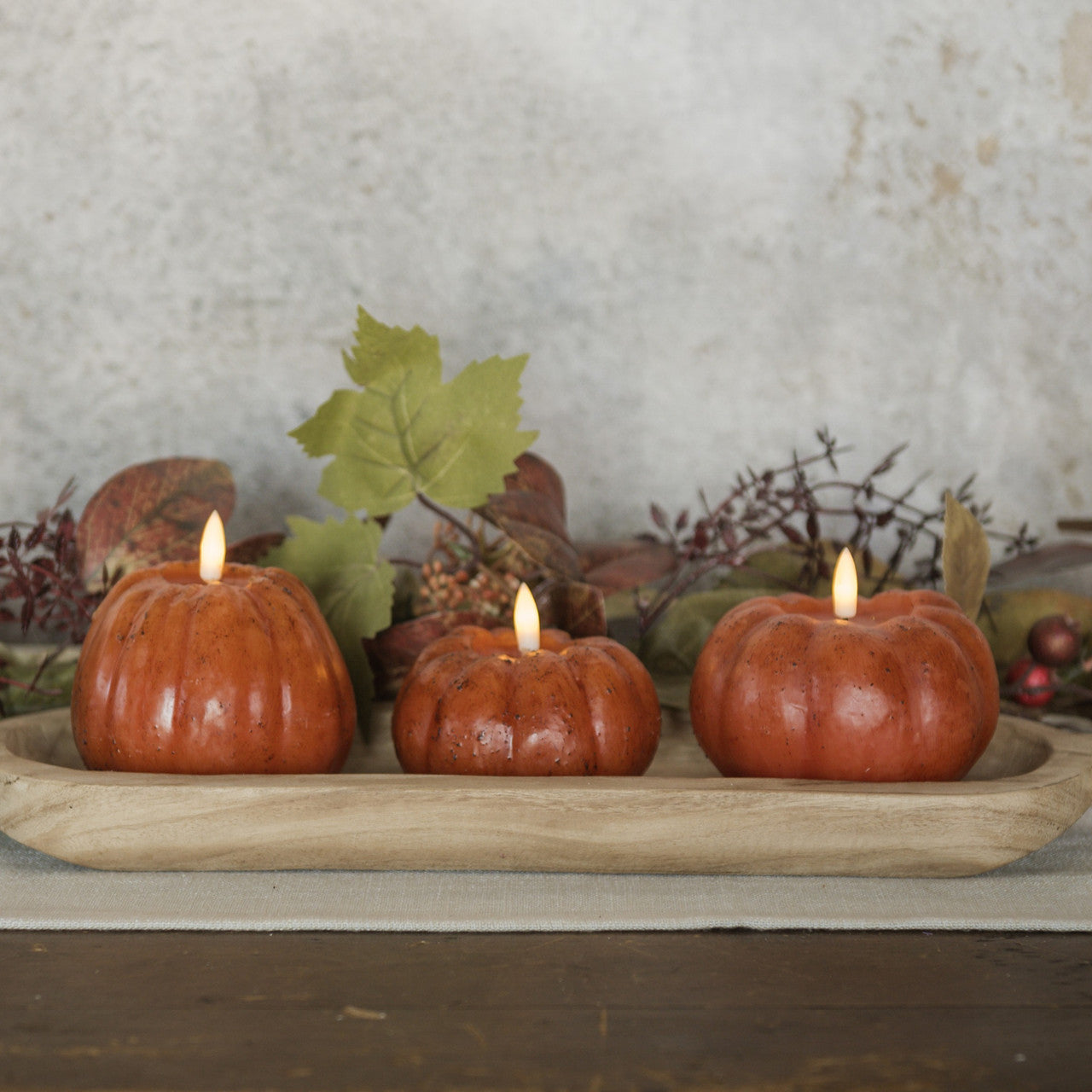 "Flameless Pumpkin Candles, Orange"