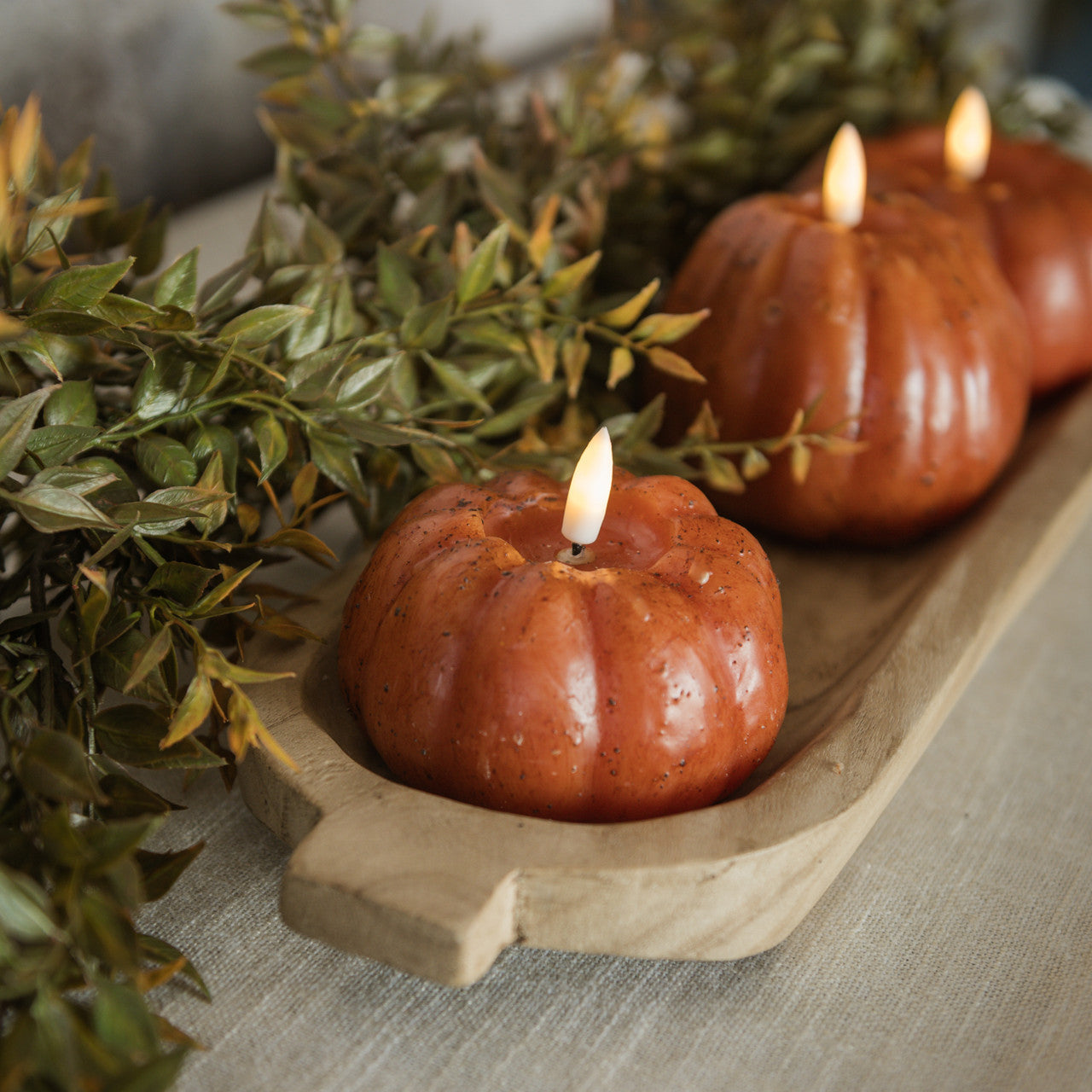 "Flameless Pumpkin Candles, Orange"