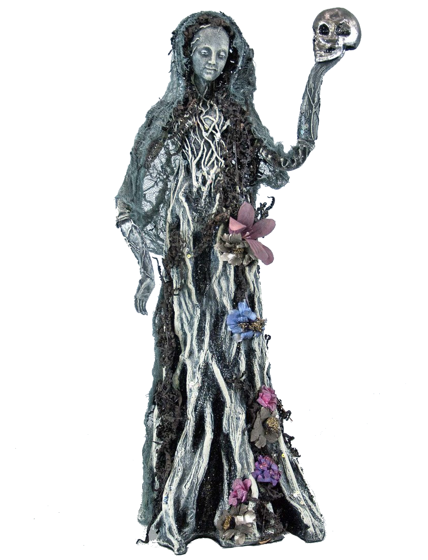 Ghost Tree Lady with Skull Figurine