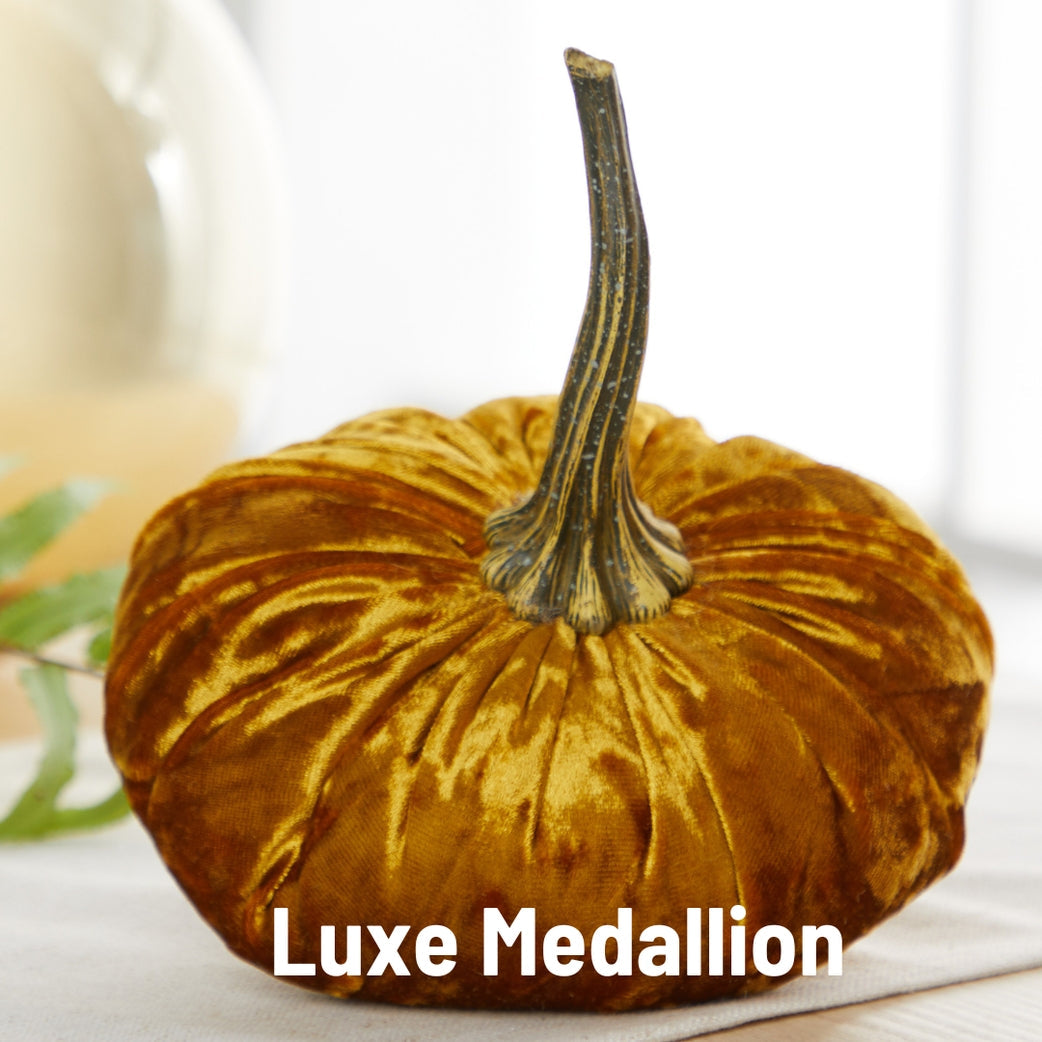 "Velvet Pumpkins, Luxe Medallion Gold Pumpkin"