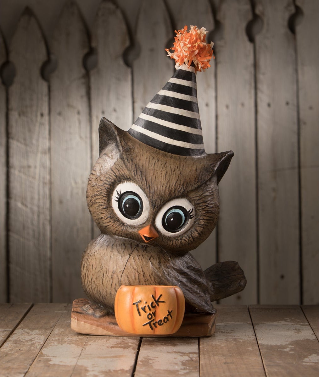 "Hoot Party Owl, Paper Mache"