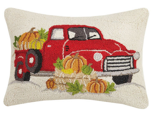 Pumpkin Harvest Red Farm Truck Pillow