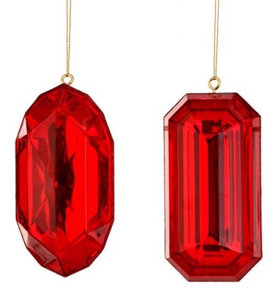 "Red Jewel Ornaments, 5"""
