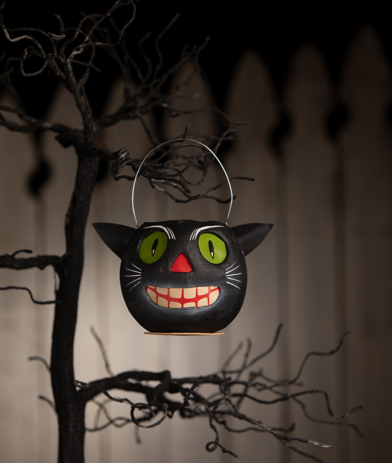 "Vintage Cat Bucket, paper mache"